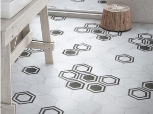 Hexagon pattern tiles Black & White Marble